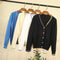 V-Neck Crochet Cardigan in Black
