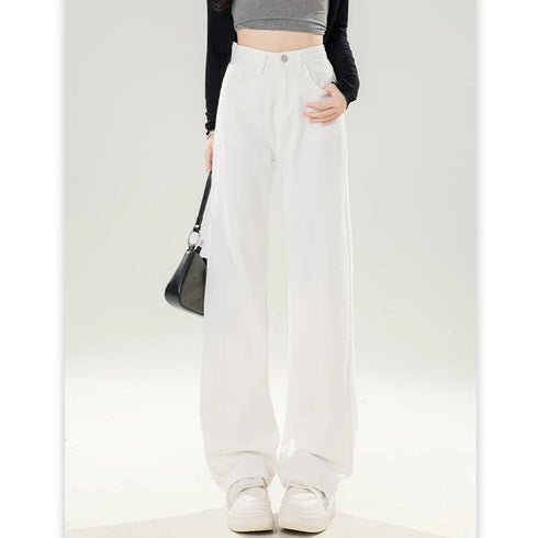 High Waist Loose Fit Denim Trousers for Women