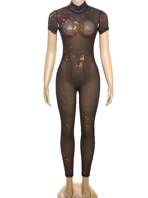 Colorful Print Backless Jumpsuit for Women