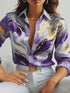 Marble Print Button Front Long Sleeve Shirt