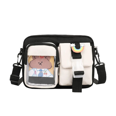 Kawaii Nylon Crossbody Bag with Multiple Pockets