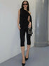 Women’s One Shoulder Sleeveless Top & Knee-Length Pants Set