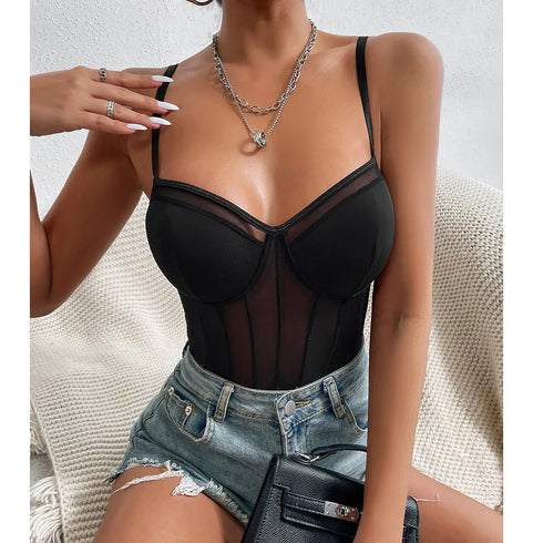 Deep V-Neck Top with Adjustable Straps
