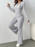 Sporty Hooded Jacket and Knitted Trousers Set