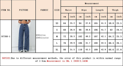 Wide Leg High Waist Denim Jeans for Women