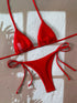 Red Neck Hanging Bikini Swimsuit Set