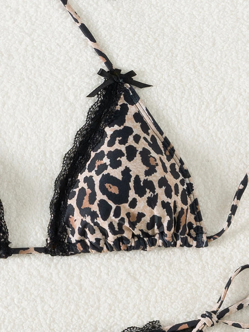 Floral Print Triangle Bikini Set with Brazilian Bottoms