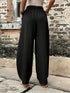 Plus Size Cotton-Linen Harem Trousers with Pockets