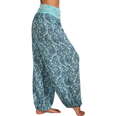 Plus Size Printed Wide Leg Harem Pants
