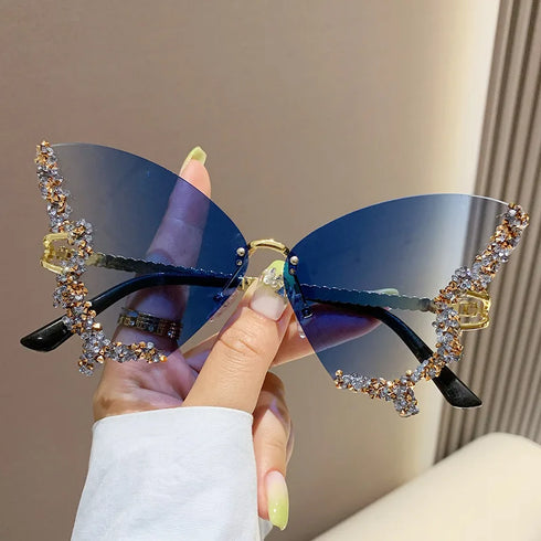 Diamond Butterfly Sunglasses with UV400 Protection