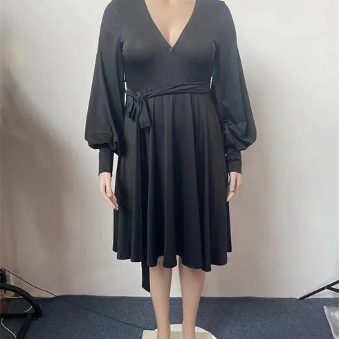 Plus Size V-Neck Casual Maxi Dress XL-5XL