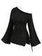 Plus Size Asymmetrical Long Sleeve Off-Shoulder T-Shirt