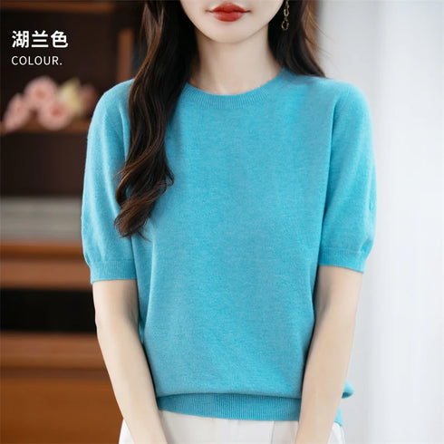 Merino Wool O-Neck Sweater for Women