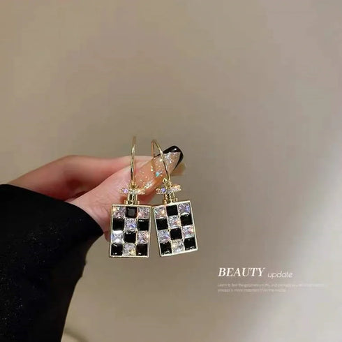 Inlaid Zircon Gold Colour Flower Earrings Unique Design Fashion Jewelry