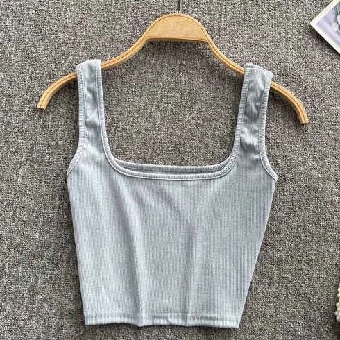 Tank Top Women Sexy Backless Y2K Slim Fit Crop Blouse