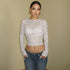 Dulzura Long Sleeves See Through Lace Crop Top For Women