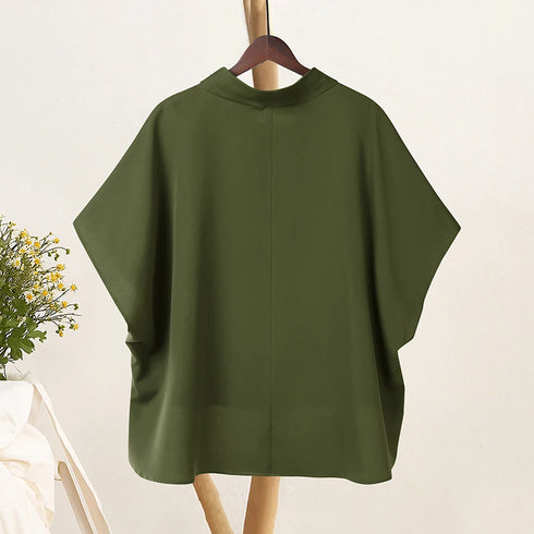 2025 ZANZEA Stylish Office Shirt Women Blouse Chic Pile Collar Half Sleeve Solid Tops Female OL Work Blusas Mujer Loose Chemise