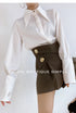 Elegant Satin Silk Blouse with Turn Down Collar