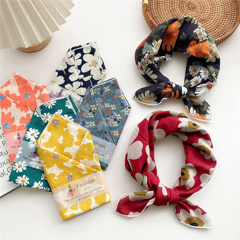 55cm Laies Cotton Linen Square Scarf for Women