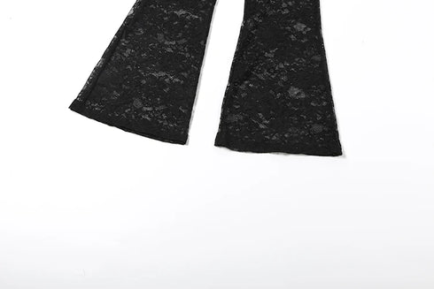 Black Jacquard 2 Piece Suit with Flare Pants