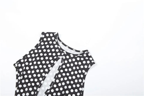 Polka Dot Print Bodysuit and Peach Shorts Set