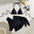 Black Lace-Up Three-Piece Bikini Set