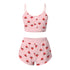 Summer 2-Piece Pajama Set Women Sleepwear Strawberry Lace Crop Top and Shorts Loungewear Pijamas