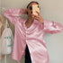 Plus Size Satin Long Sleeve Blouse for Women