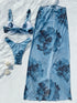 Three-Piece Print Bikini Set with Beach Skirt