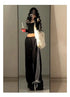 Plus Size Y2K Wide Leg Pants with Bow Tie Detail