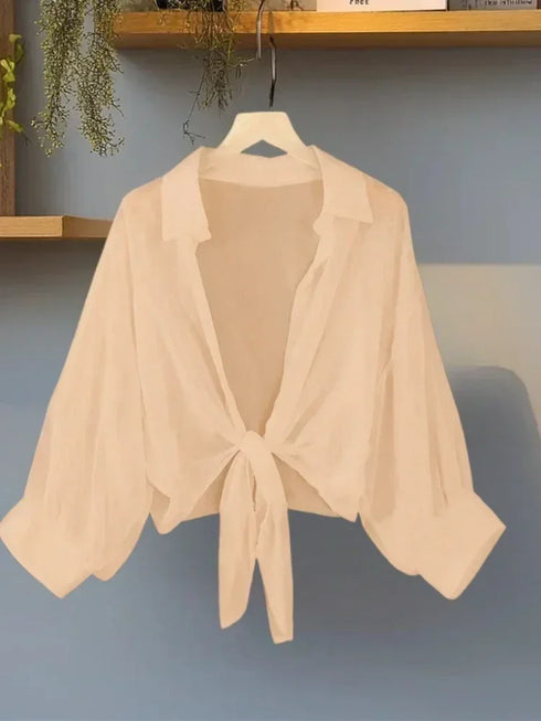 Plus Size Women Shirt 2025 New Loose Casual Skin-friendly Elegant Clothing Lightweight Long Sleeved Collared Top Fashion Blouse
