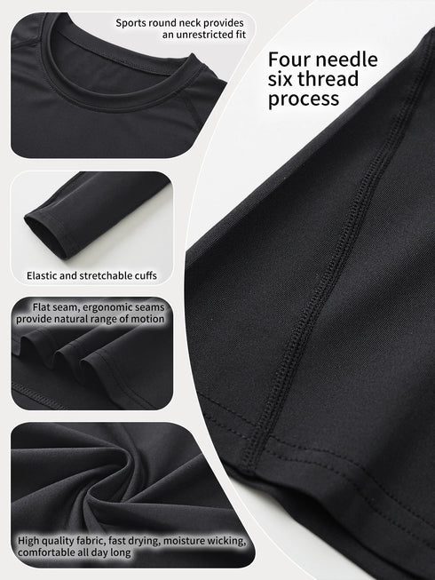 Women's Solid Colour Crew Neck Long Sleeve T-Shirt