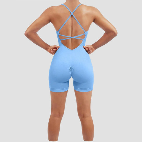 Criss Cross Backless Cami Sports Romper