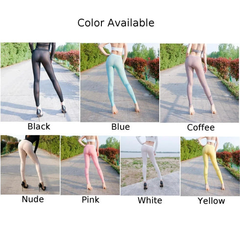 Women's Silky Sheer Leggings - High Elastic Ankle-Length