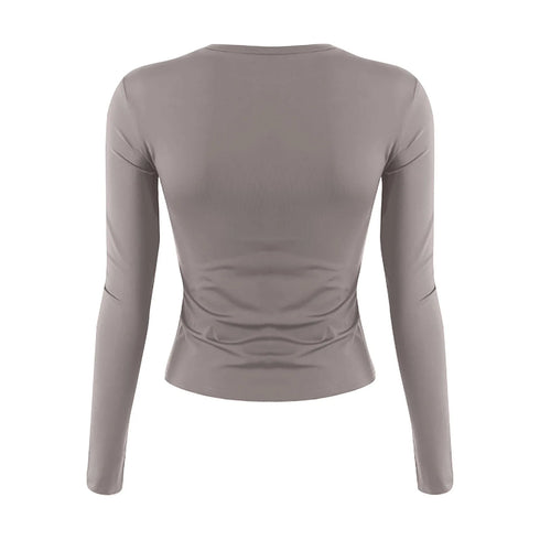 Womens Long Sleeve Bodycon Crop Top - Solid Colours