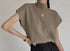 Solid Stand-up Collar Knitted Blouse Vest