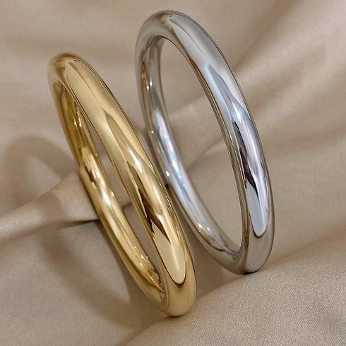 Glossy Solid Colour Thick Stainless Steel Bangle