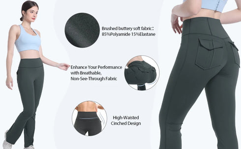 Women's High Waisted Flared Yoga Pants with Pockets