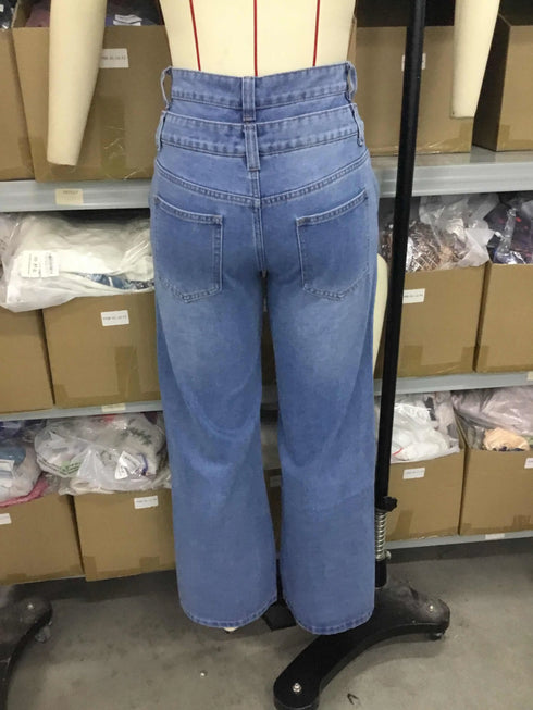 Plus Size High Waist Wide Leg Denim Jeans