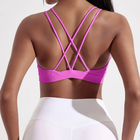 Solid Colour Cross Back Sport Bra for Women