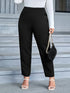 Plus Size Black Knitted Casual Trousers