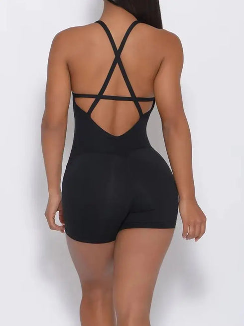 Women Jumpsuit Fitness Crisscross Backless Bodysuits Gym Active Sport One Piece Summer Casual Wear Sexy
