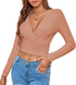 Slim Fit V-Neck Knitted Long-Sleeved Top