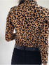 Leopard Print Turtleneck Long Sleeve Top