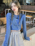 Long Sleeve Crop Top for Women in Black, White, and Blue