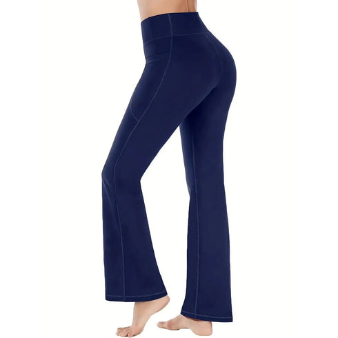 Women's High Waist Flared Pants with Pockets
