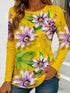 Women's Floral Print Long-Sleeved Loose-Fit Top
