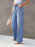 Women's Light Blue Wide Leg Straight-Leg Jeans