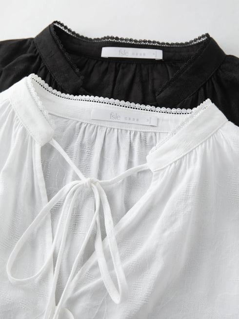 Lace-Up V-Neck Long Sleeve Casual Shirt for Women