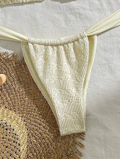 Adjustable Strap Solid Colour Bikini Set